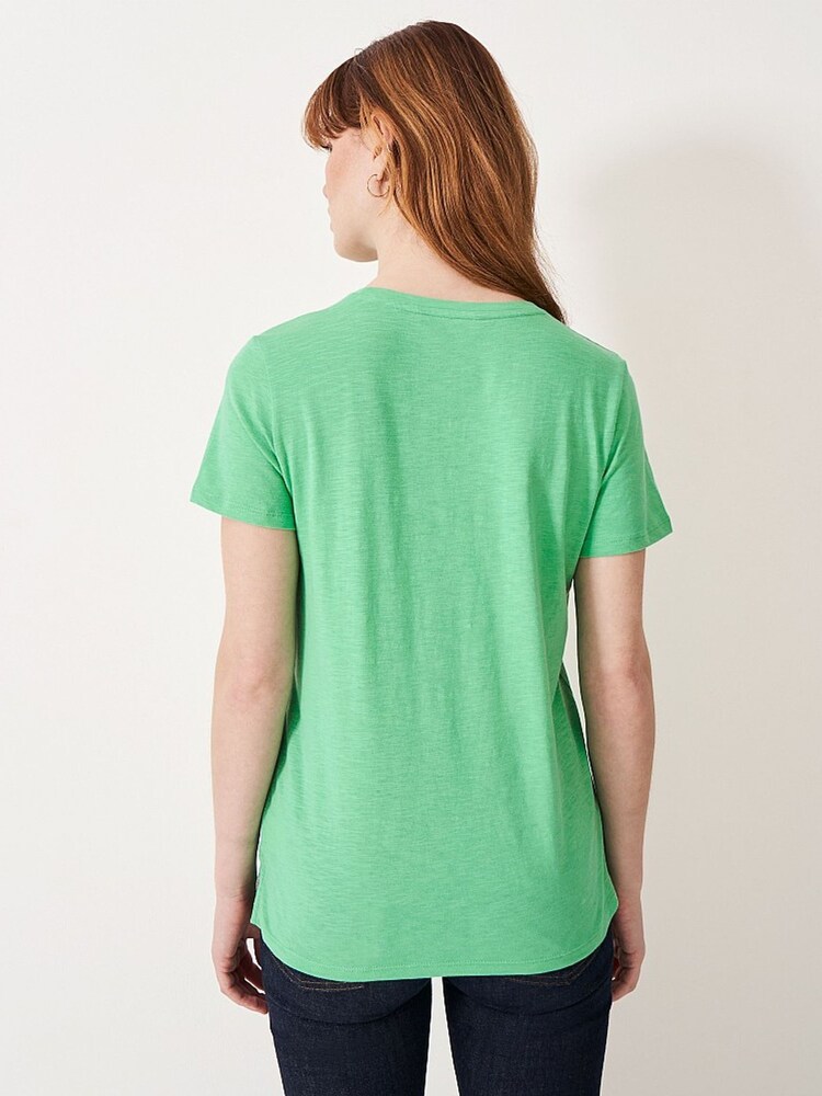Grün - Crew Clothing, Perfect, Slub-T-Shirt mit V-Ausschnitt aus 100 % Baumwolle - Bild 2 von 4