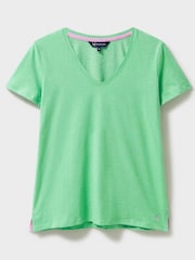 Grün - Crew Clothing, Perfect, Slub-T-Shirt mit V-Ausschnitt aus 100 % Baumwolle - Bild 4 von 4