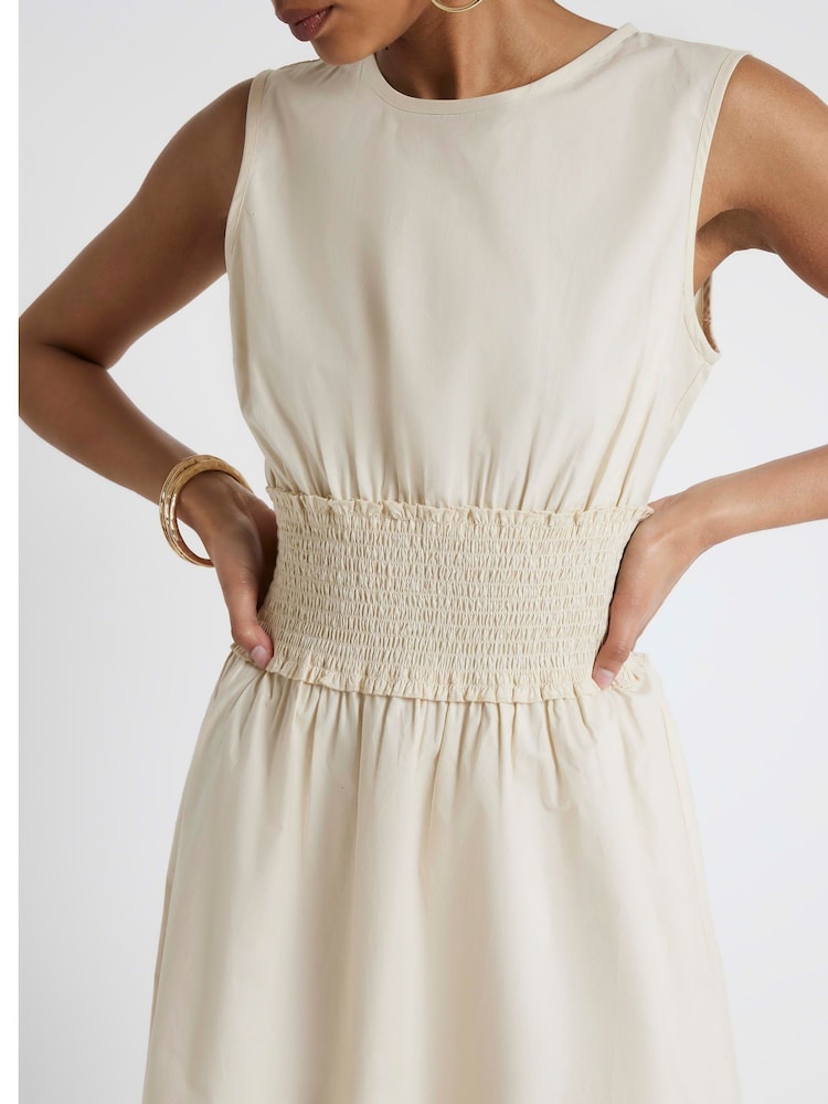 river island white linen dress River Island Short Sleeve Linen Dress - White