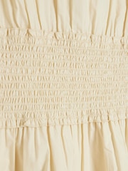 River Island Beige 100% Cotton Shirred Waist Mini Dress - Image 5 of 5