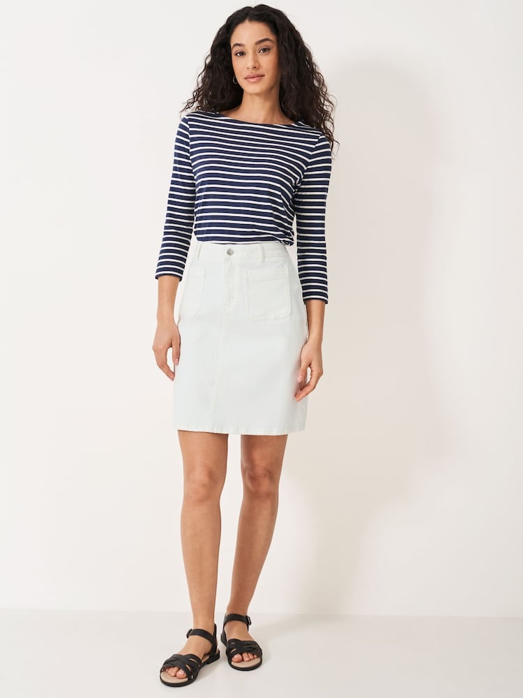 Crew Clothing White Annalee Denim Skirt - Image 1 of 5 Crew Clothing White Annalee Denim Skirt - Image 1 of 5