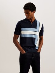 Ted Baker Blue Ambler Colour Block Polo Shirt - Image 1 of 6