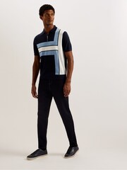 Ted Baker Blue Ambler Colour Block Polo Shirt - Image 4 of 6
