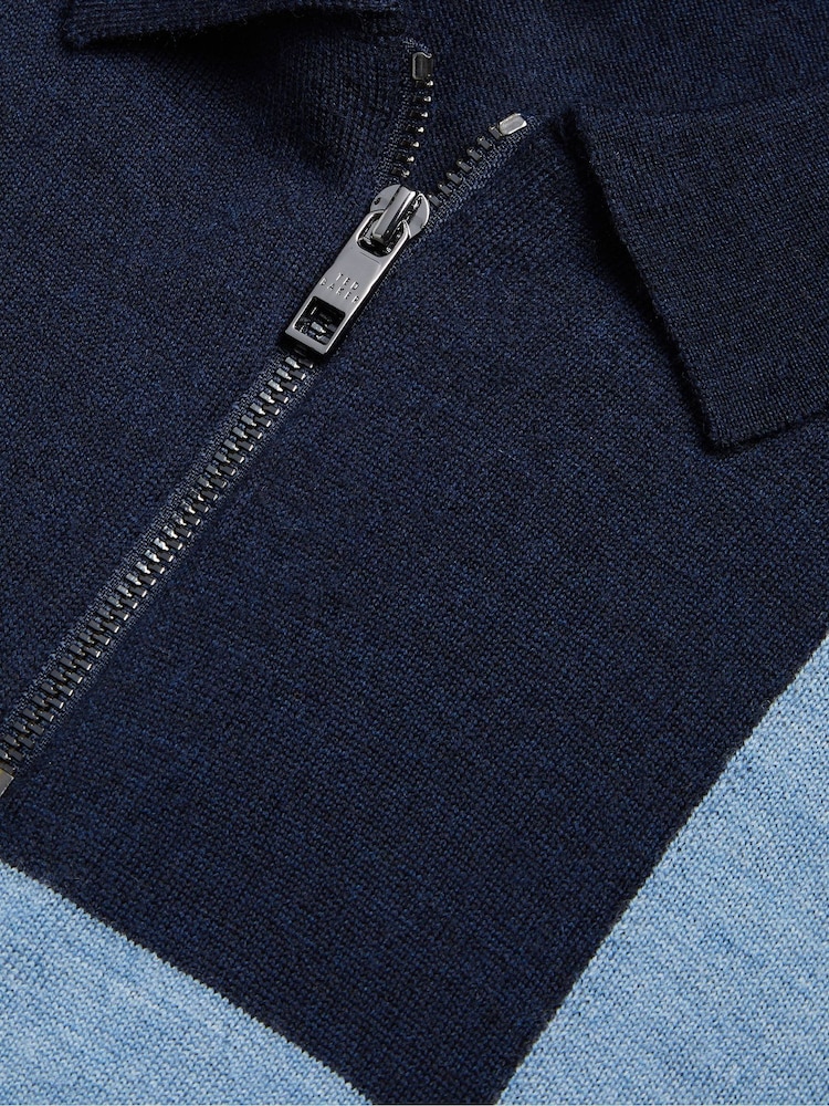 Ted Baker Blue Ambler Colour Block Polo Shirt - Image 6 of 6