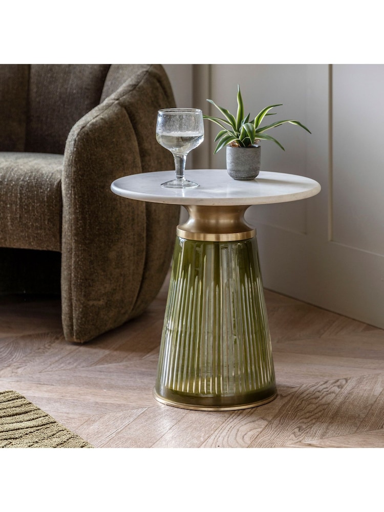 Gallery Home Gold Marrakesh Glass and Marble Side Table - Image 1 of 6