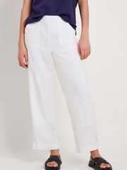 Alb - Monsoon Parker 100% Lenjerie de pat Decupat/Trei sferturi Pantaloni - Image 2 of 5