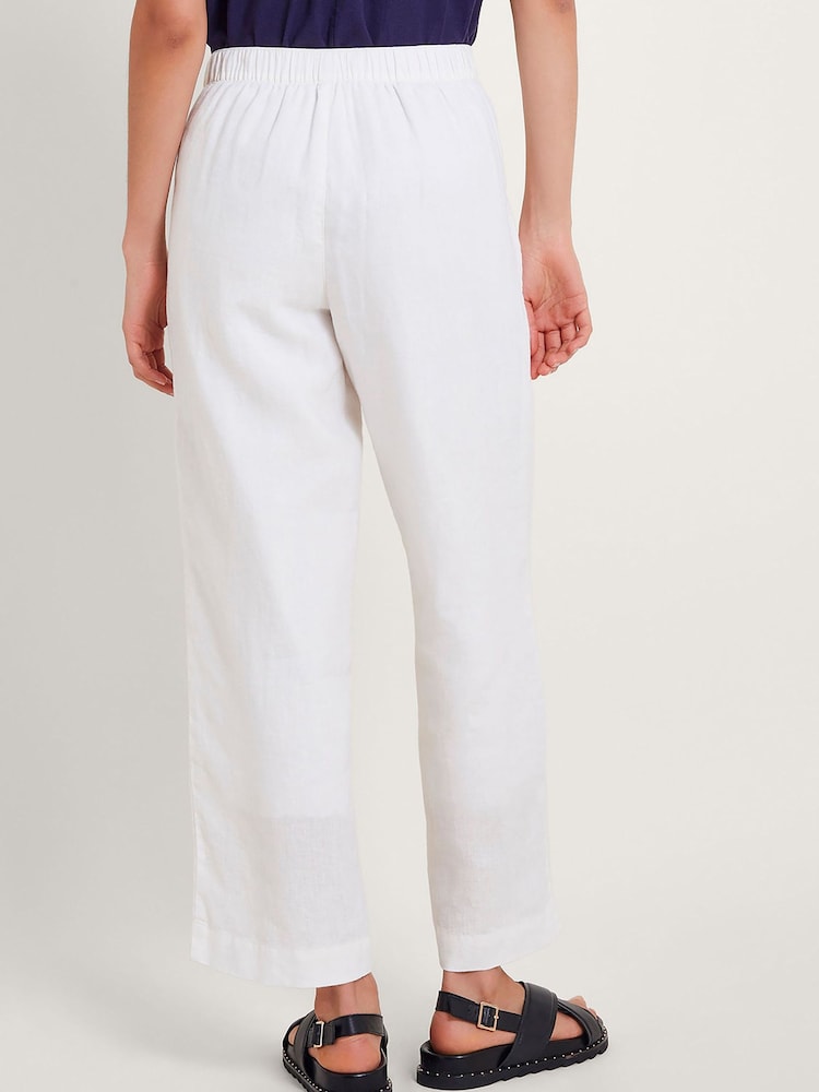 Alb - Monsoon Parker 100% Lenjerie de pat Decupat/Trei sferturi Pantaloni - Image 3 of 5