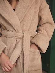 Neutral Short Teddy Dressing Gown - Image 6 of 9