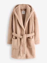 Neutral Short Teddy Dressing Gown - Image 7 of 9