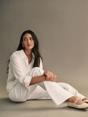 ONLY White Juicy High Waisted Wide Leg Jeans - Image 3 of 7
