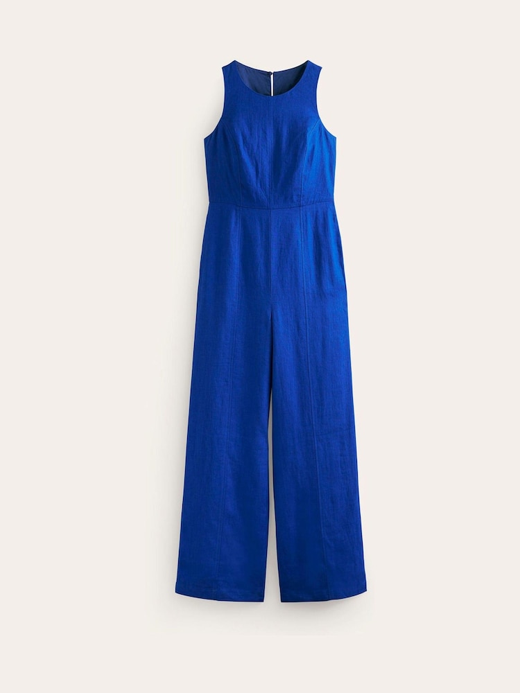Boden Blue Carla 100% Linen Jumpsuit - Image 5 of 5
