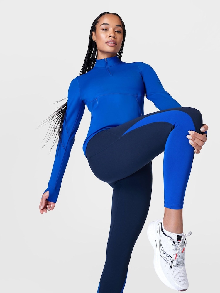 Sweaty Betty Lightning Navy Blue Power 7/8 Workout Colour Curve Leggings - Image 1 of 8