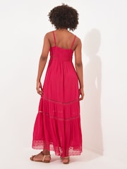 Joe Browns Pink Vibrant Tiered Strappy Button Through Maxi Sundress - Image 3 of 5