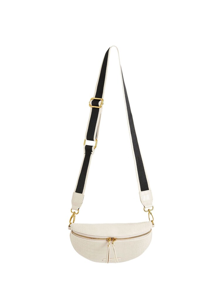 Oliver Bonas Cream Becca Croc Effect Belt Bag - Image 1 of 6