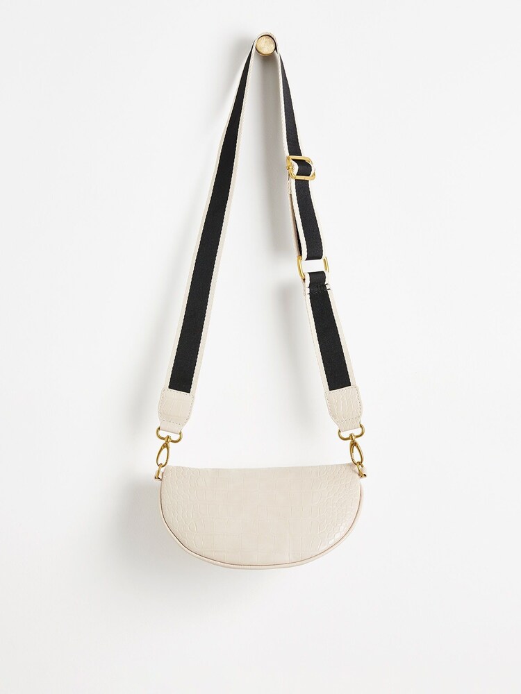 Oliver Bonas Cream Becca Croc Effect Belt Bag - Image 3 of 6
