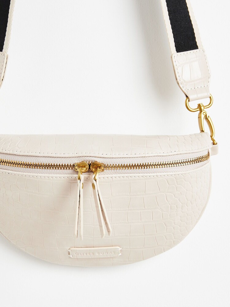 Oliver Bonas Cream Becca Croc Effect Belt Bag - Image 6 of 6