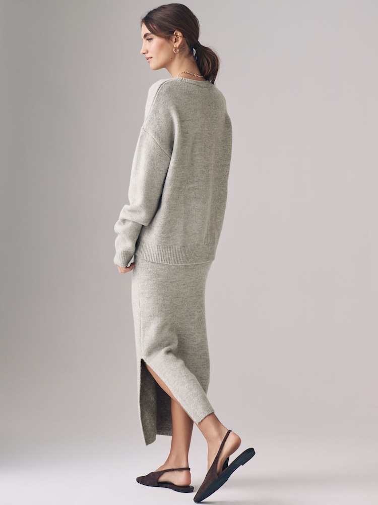 Buy The Set Mink Brown Crew Neck Jumper with Pencil Skirt Coord