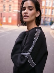Black Contrast Trim Soft Touch Knitted Jumper - Image 4 of 7