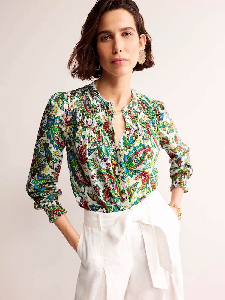 Boden Cream Helena Cotton Blouse - Image 1 of 5 Boden Cream Helena Cotton Blouse - Image 1 of 5