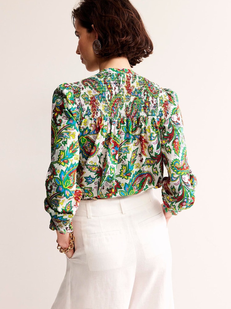 Boden Cream Helena Cotton Blouse - Image 2 of 5 Boden Cream Helena Cotton Blouse - Image 2 of 5