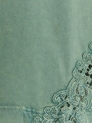 River Island Green 100% Cotton Lace Detail T-Shirt - Image 6 of 6