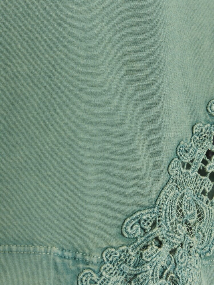 River Island Green 100% Cotton Lace Detail T-Shirt - Image 6 of 6
