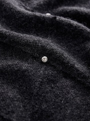 Grey Charcoal Shirt Layer Gem Embellished Argyle Knitted Jumper - Image 8 of 8