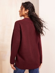 Friends Like These Red Deep V Neck Longline Jumper - Image 4 of 4