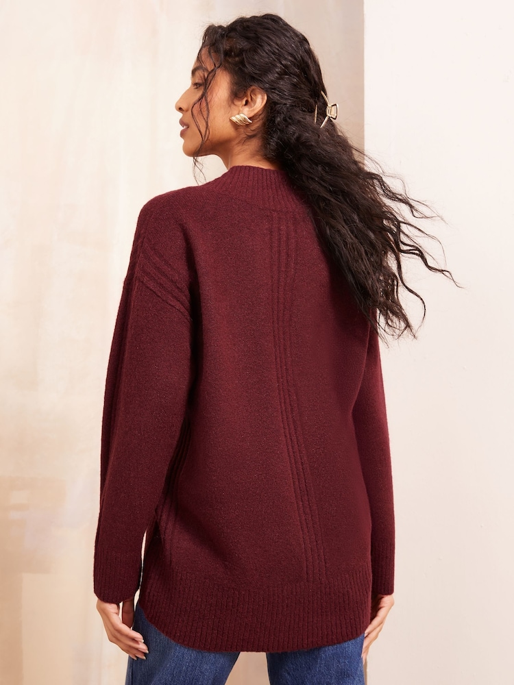 Friends Like These Red Deep V Neck Longline Jumper - Image 4 of 4