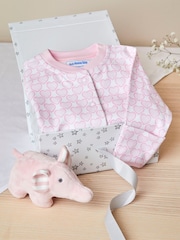 JoJo Maman Bébé Pink New Baby Heart Elephant Gift Set - Image 1 of 4