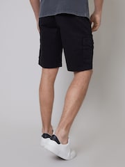 Threadbare Black Cotton Cargo Shorts With Stretch - Image 2 of 5