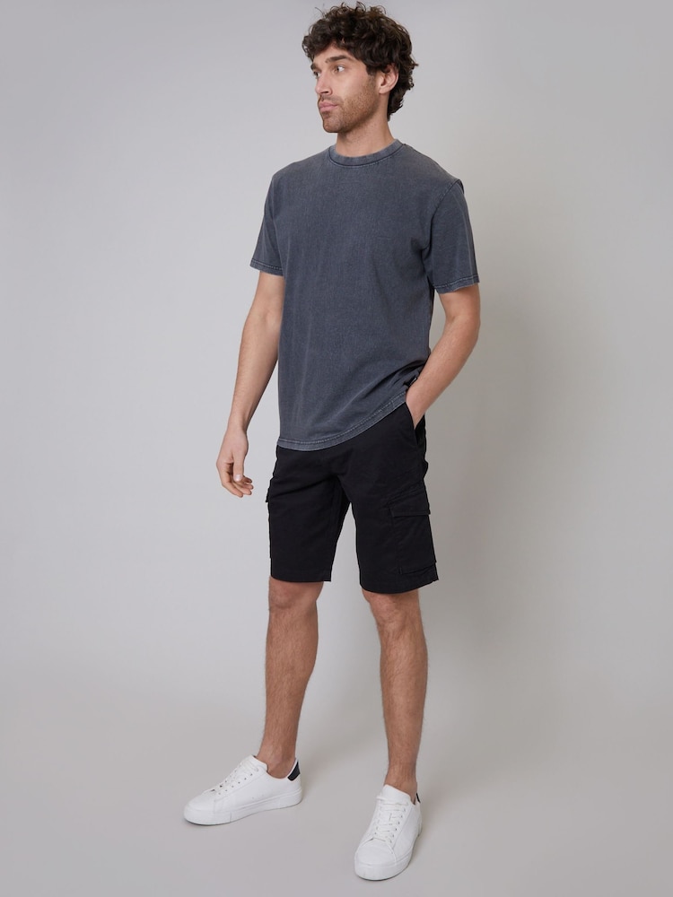 Threadbare Black Cotton Cargo Shorts With Stretch - Image 5 of 5