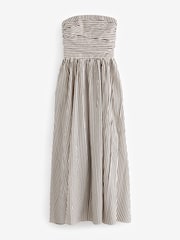 Black/White Textured Bandeau Midi Dress - Image 4 of 5