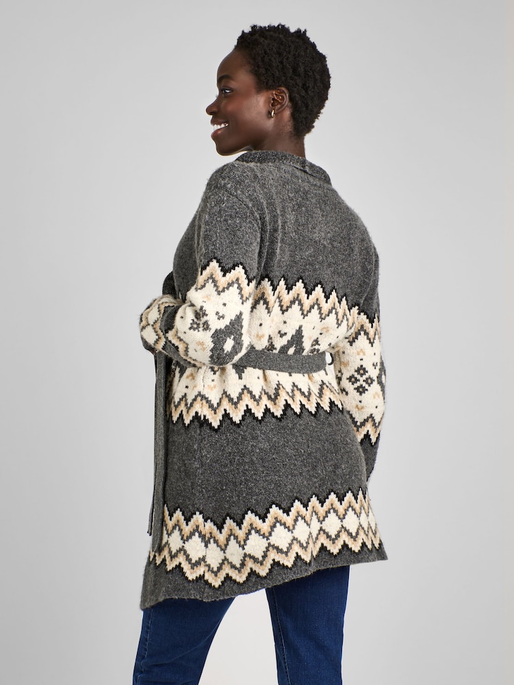 JoJo Maman Bébé Maternity Drape Fair Isle Pattern Cardigan - Imagen 2 de 6 JoJo Maman Bébé Maternity Drape Fair Isle Pattern Cardigan - Imagen 2 de 6