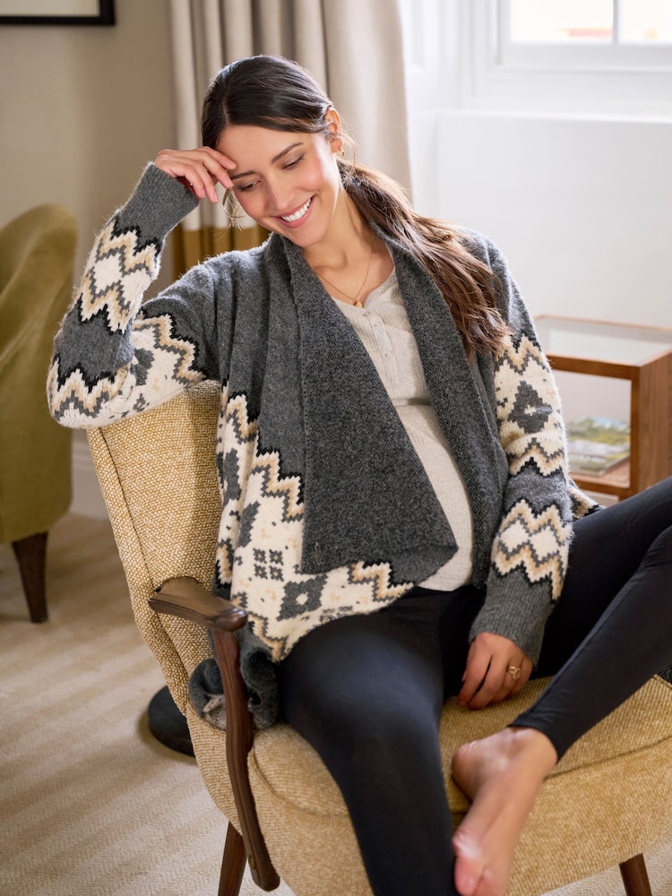 JoJo Maman Bébé Maternity Drape Fair Isle Pattern Cardigan - Imagen 6 de 6 JoJo Maman Bébé Maternity Drape Fair Isle Pattern Cardigan - Imagen 6 de 6