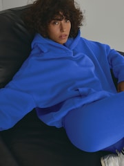 Cobalt Blue Oversized Relaxed Fit Heavyweight Brushed Longline Hoodie Sweatshirt - Image 1 of 6