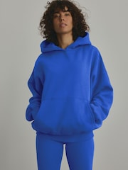 Cobalt Blue Oversized Relaxed Fit Heavyweight Brushed Longline Hoodie Sweatshirt - Image 2 of 6