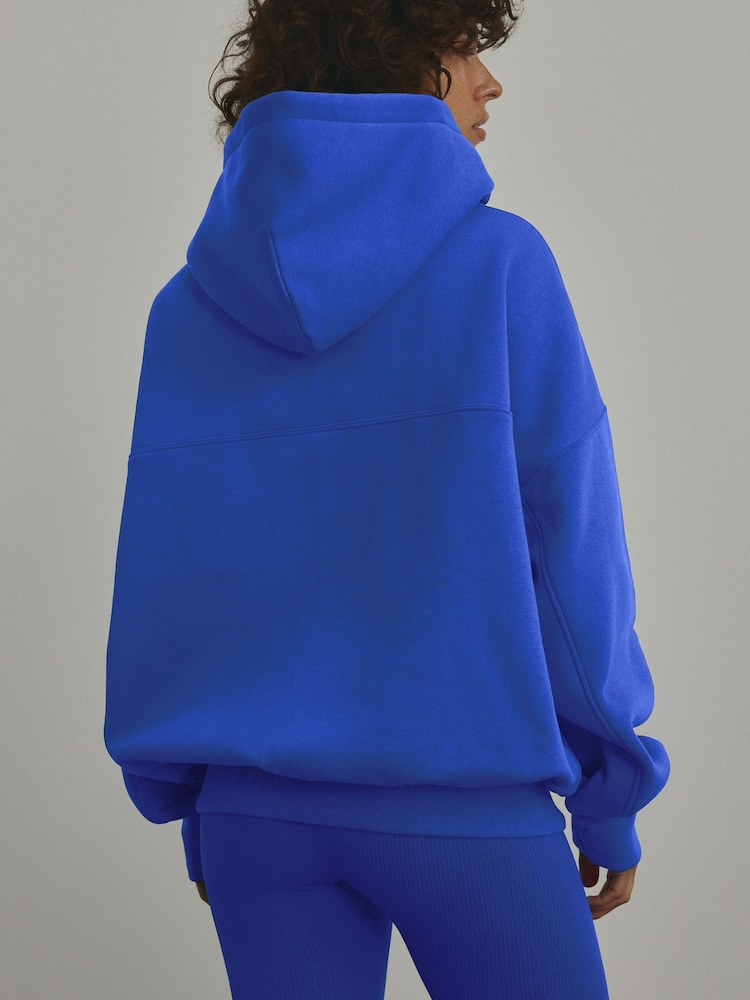 Bleu cobalt - Sweat à capuche oversize décontracté épais brossé long - Image 3 of 6