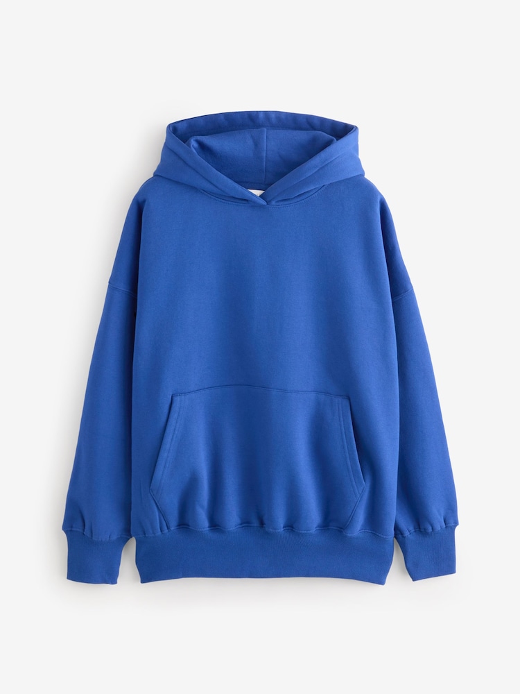 Bleu cobalt - Sweat à capuche oversize décontracté épais brossé long - Image 5 of 6