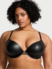 Victoria's Secret Black Push Up Faux Leather Push Up Bra - Image 1 of 3