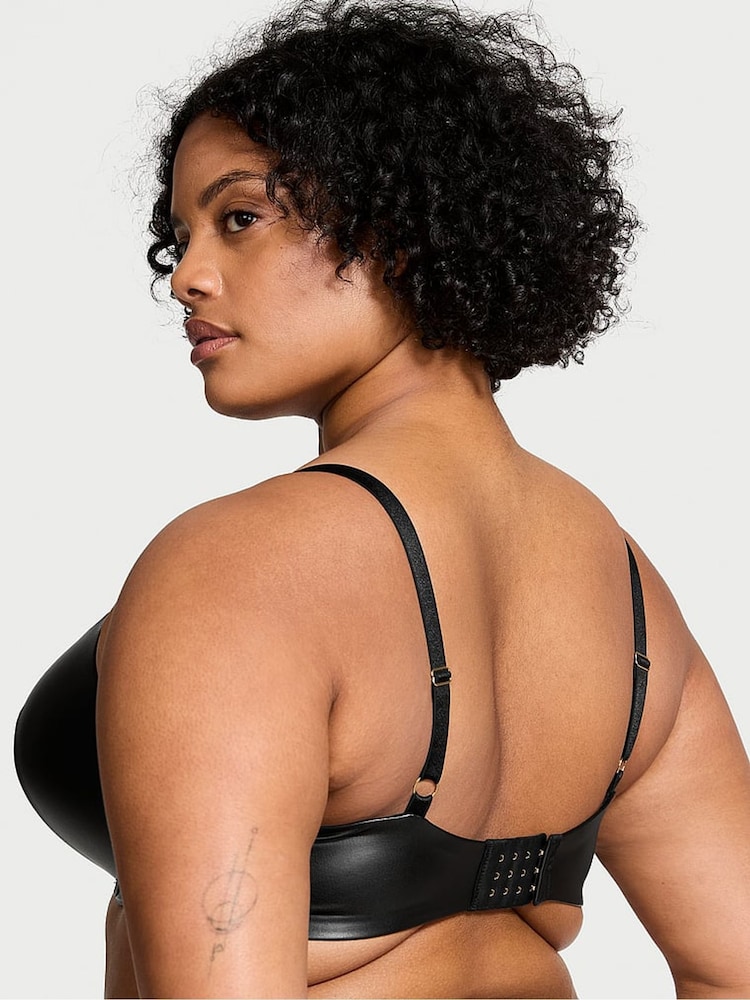 Victoria's Secret Black Push Up Faux Leather Push Up Bra - Image 2 of 3