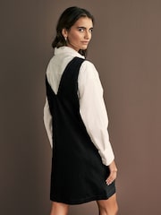 Black V-Neck Ponte Pinafore Mini Dress - Image 2 of 7
