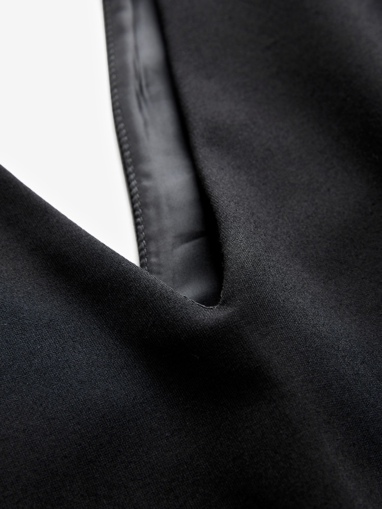 Black V-Neck Ponte Pinafore Mini Dress - Image 7 of 7