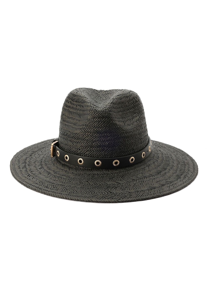 AllSaints Black Alternating Weave Fedora - Image 1 of 3
