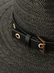 AllSaints Black Alternating Weave Fedora - Image 3 of 3