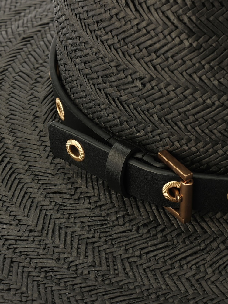 AllSaints Black Alternating Weave Fedora - Image 3 of 3