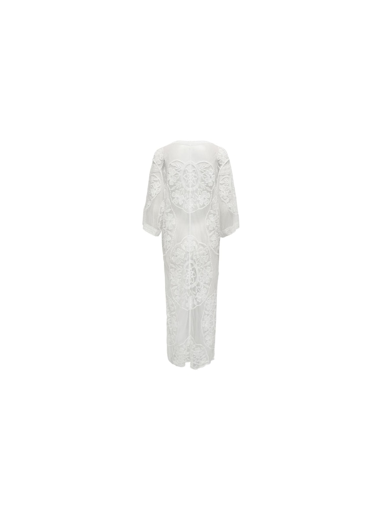 ONLY White Embroidered Maxi Beach Cover-Up Kaftan - Image 5 of 5