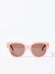 Oliver Bonas Pink Faux Fur Marbled Acetate Sunglasses - Image 3 of 8