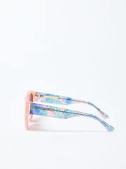 Oliver Bonas Pink Faux Fur Marbled Acetate Sunglasses - Image 5 of 8