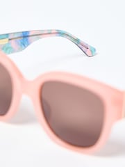 Oliver Bonas Pink Faux Fur Marbled Acetate Sunglasses - Image 8 of 8